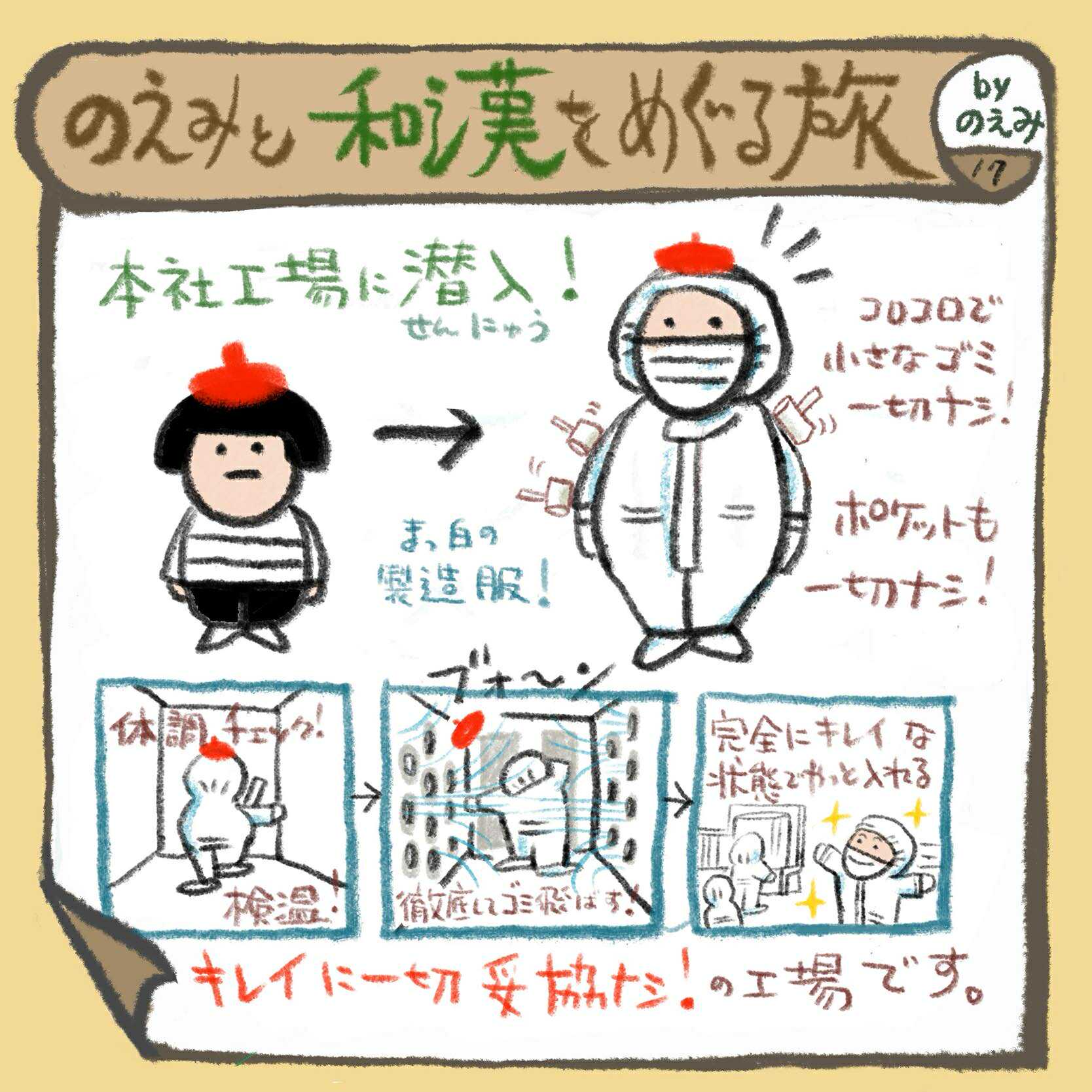 白衣をきて工場へ