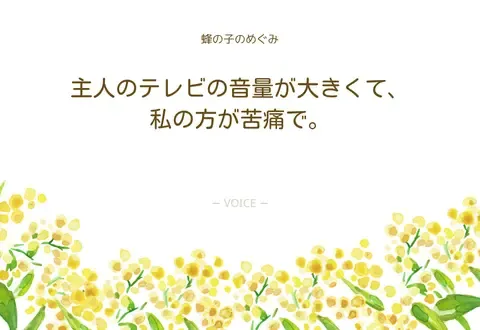 70代　女性　主人のテレビの音量が大きくて、私の方が苦痛で。